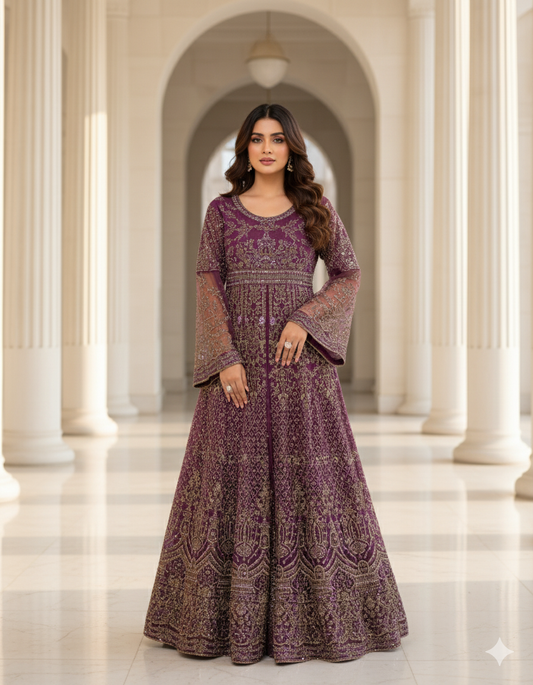3PC Maxi Net Dupta Chamki Trouser