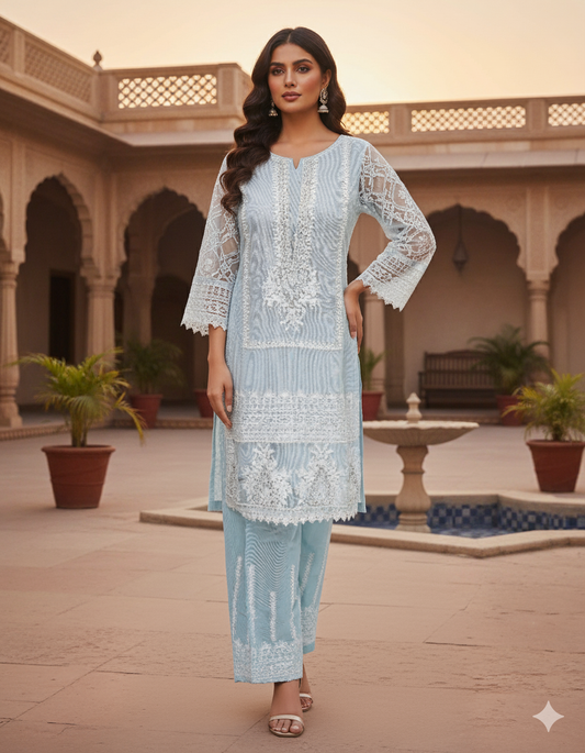 Khaddi Net Kamiz Dupatta Shalwar