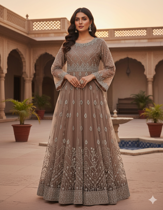 3PC Maxi Net Dupta Chamki Trouser