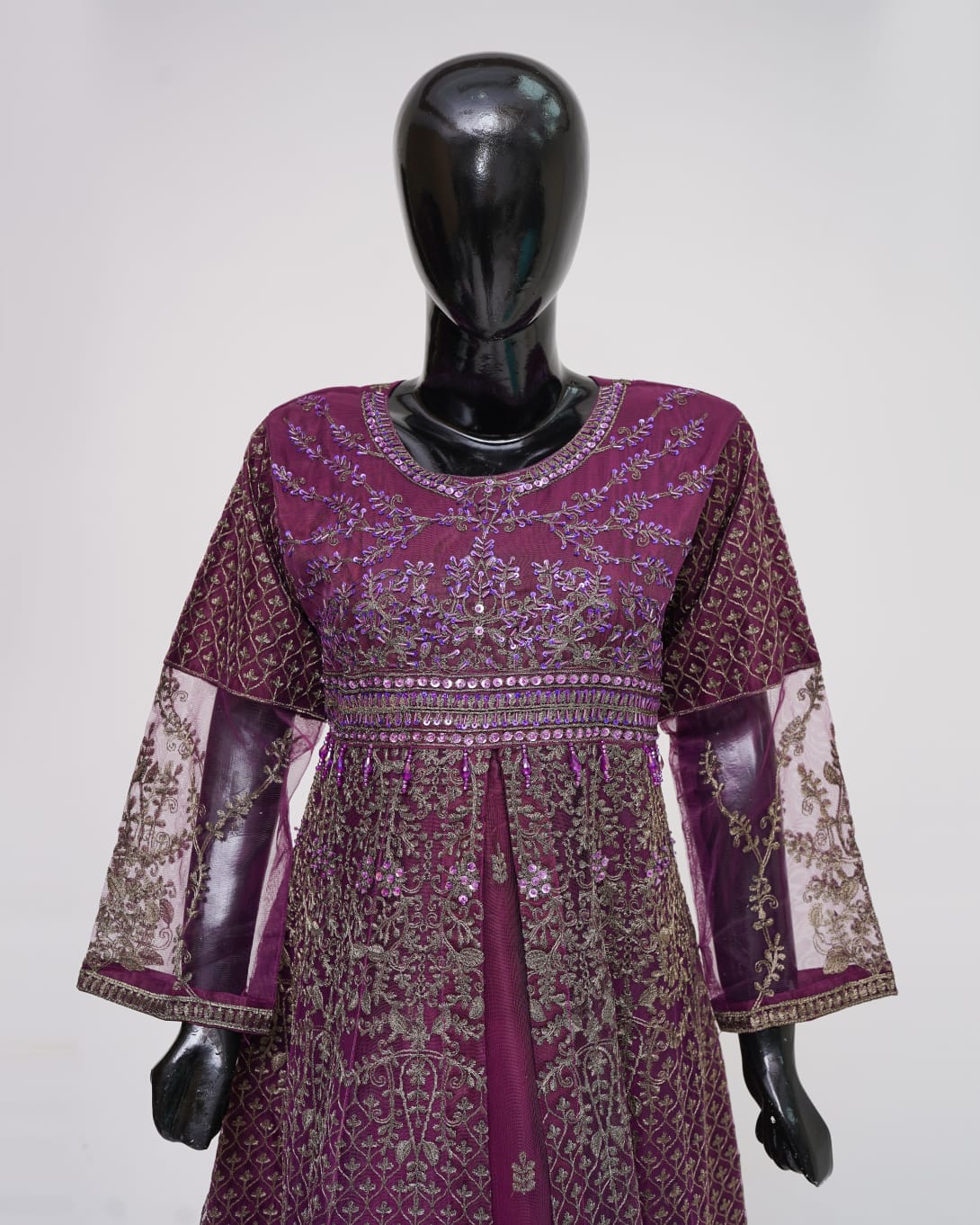 3PC Maxi Net Dupta Chamki Trouser