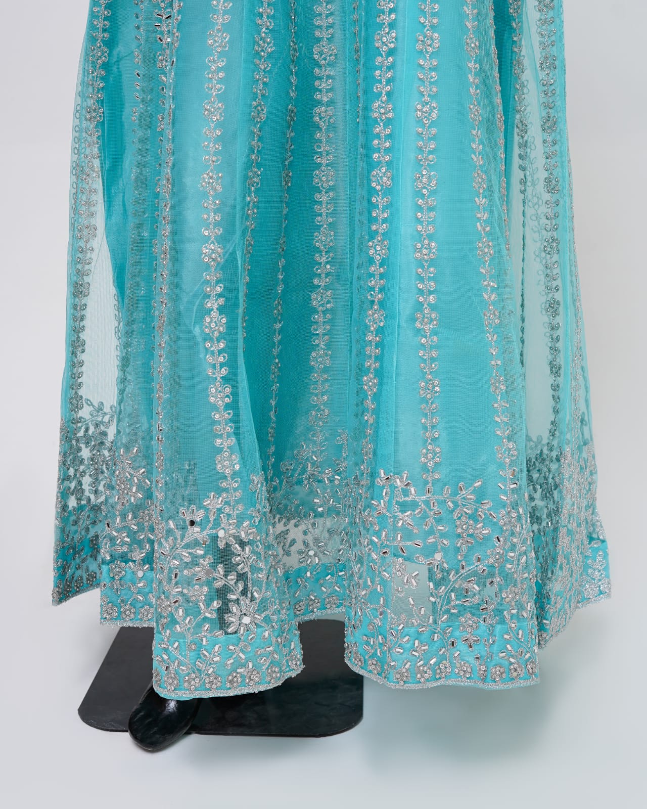 3pc Sky Blue Maxi Net Dupta Chamki Trouser