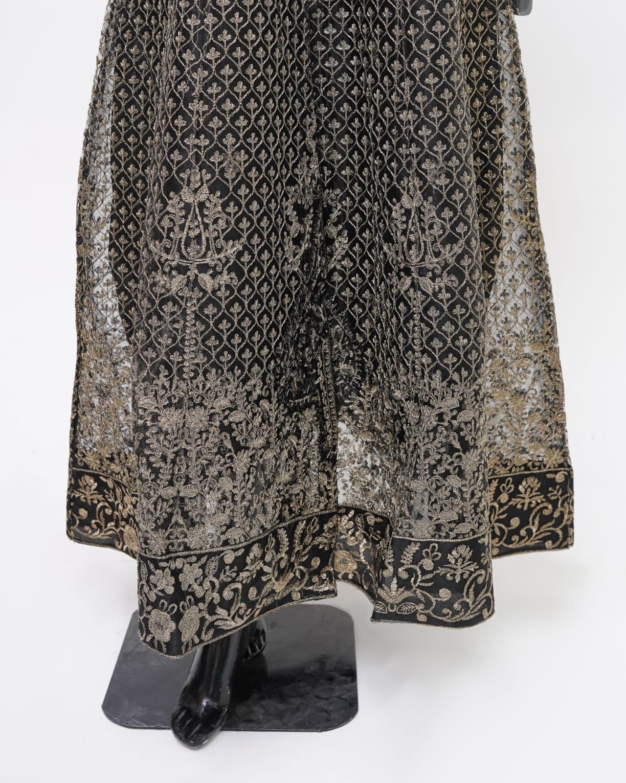3PC Black Maxi Net Dupta Chamki Trouser