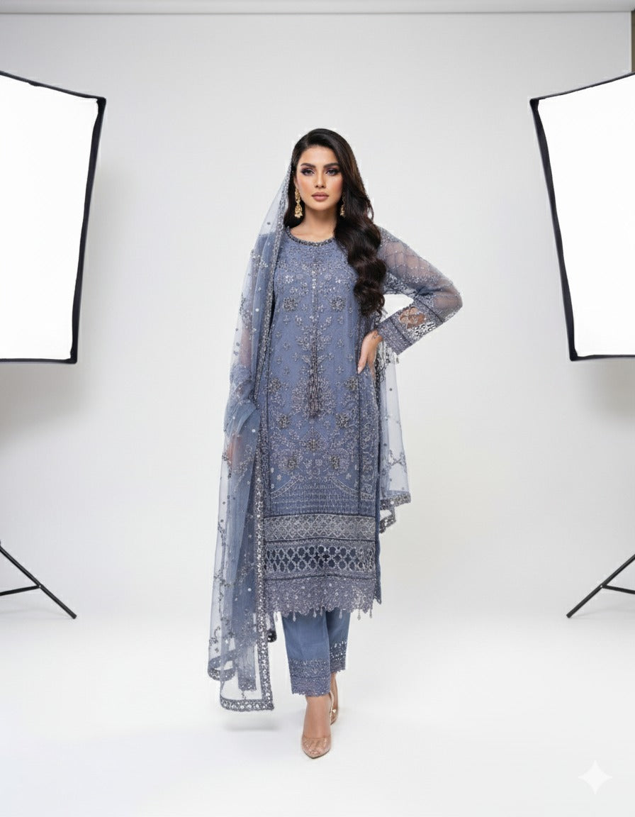 Organza kamiz bamber Dupta SIlk Slub Trouser