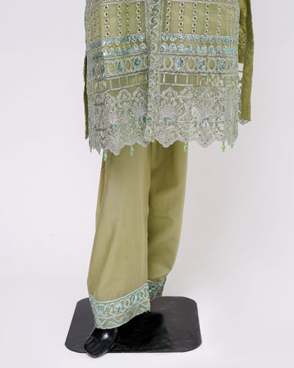 3PC Organza Kamiz Bamber Dupta Silk Slub Trouser