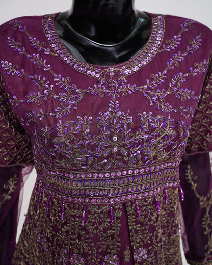 3PC Maxi Net Dupta Chamki Trouser