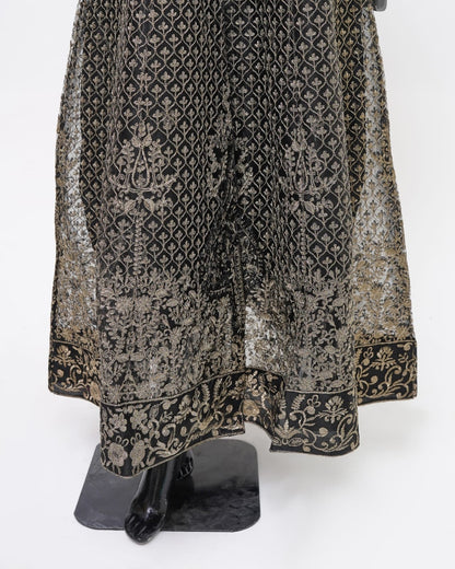 3PC Black Maxi Net Dupta Chamki Trouser